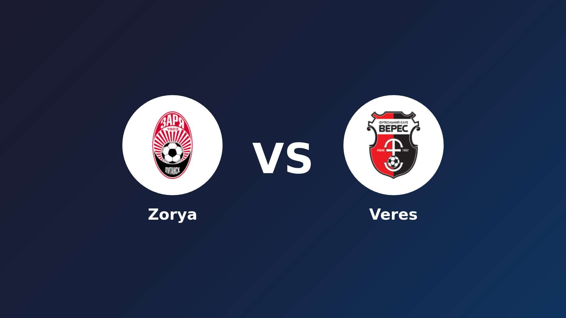 Zorya Luhansk vs Veres